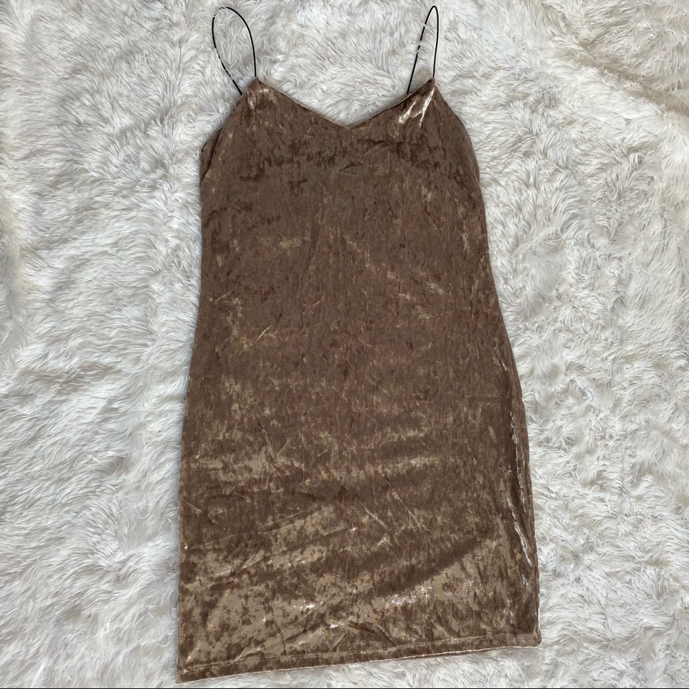 💖Charlotte Russe Cream Crushed Velvet Mini Dress